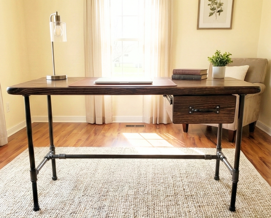 Steel and Wood Desk - With Drawer