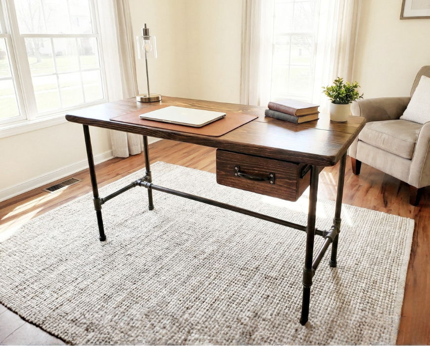 Steel and Wood Desk - With Drawer