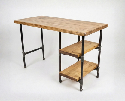 Steel and Wood Desk - With 2 Shelves