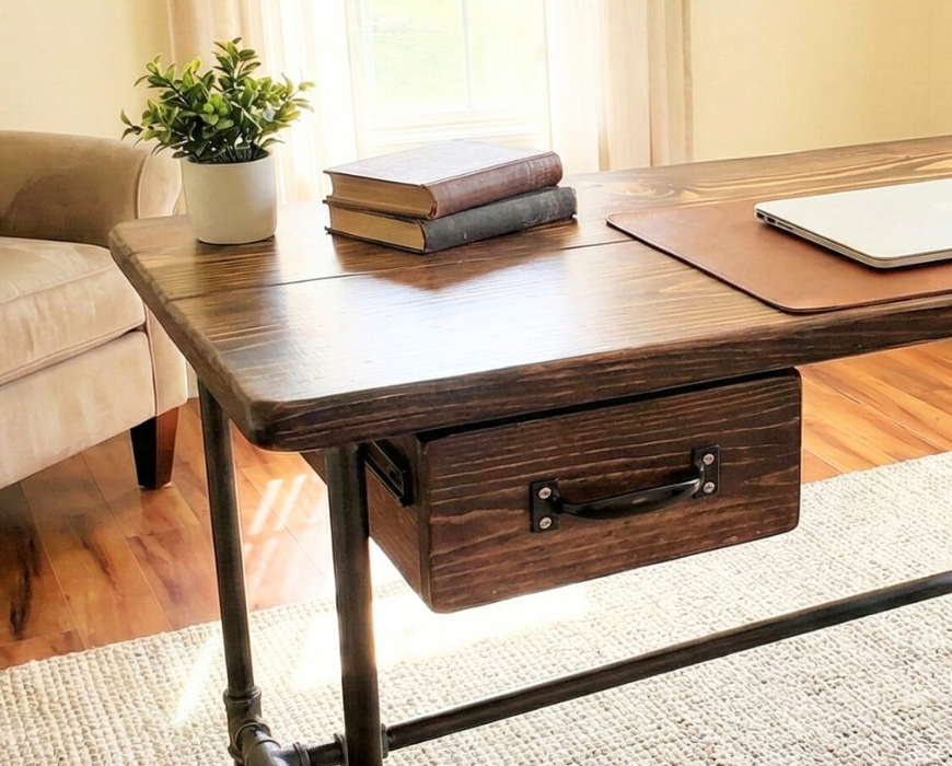 Steel and Wood Desk - With Drawer