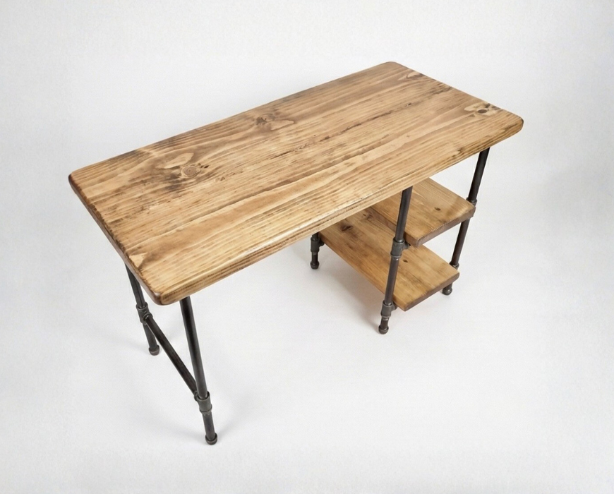 Steel and Wood Desk - With 2 Shelves