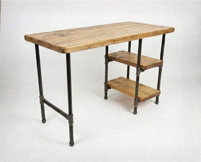 Steel and Wood Desk - With 2 Shelves