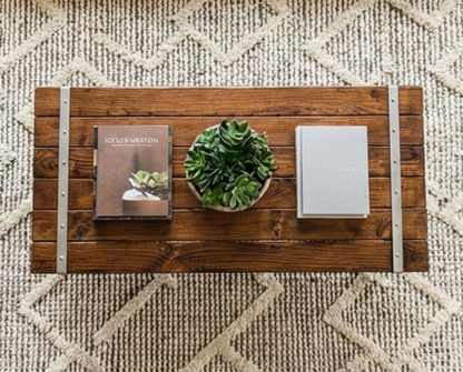 Steel and Wood Coffee Table - 3.5in Thick Table Top