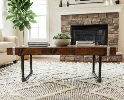 Steel and Wood Coffee Table - 3.5in Thick Table Top