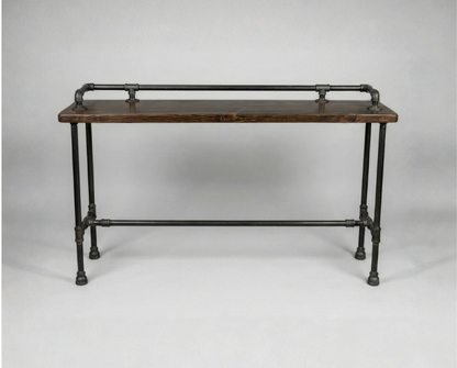 Steel and Pine Wood Long Console / Bar Table - Entry Way Table