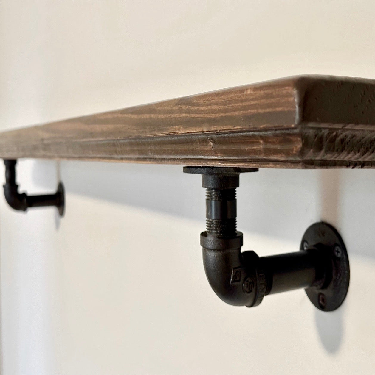 Steel and Pine Floating Shelf - Black Steel