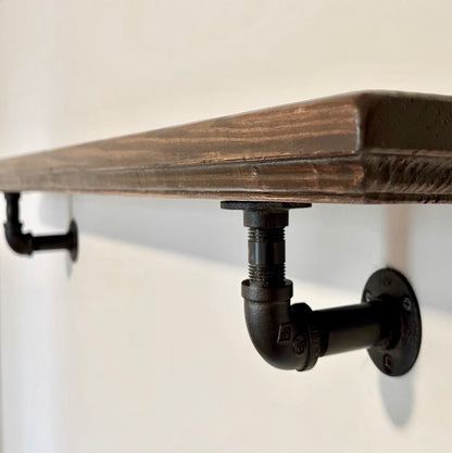 Steel and Pine Floating Shelf - Black Steel