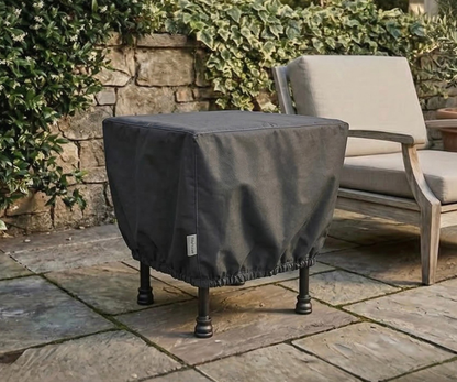 Outdoor Patio Steel and Wood Custom Edge Side Table with Shelf