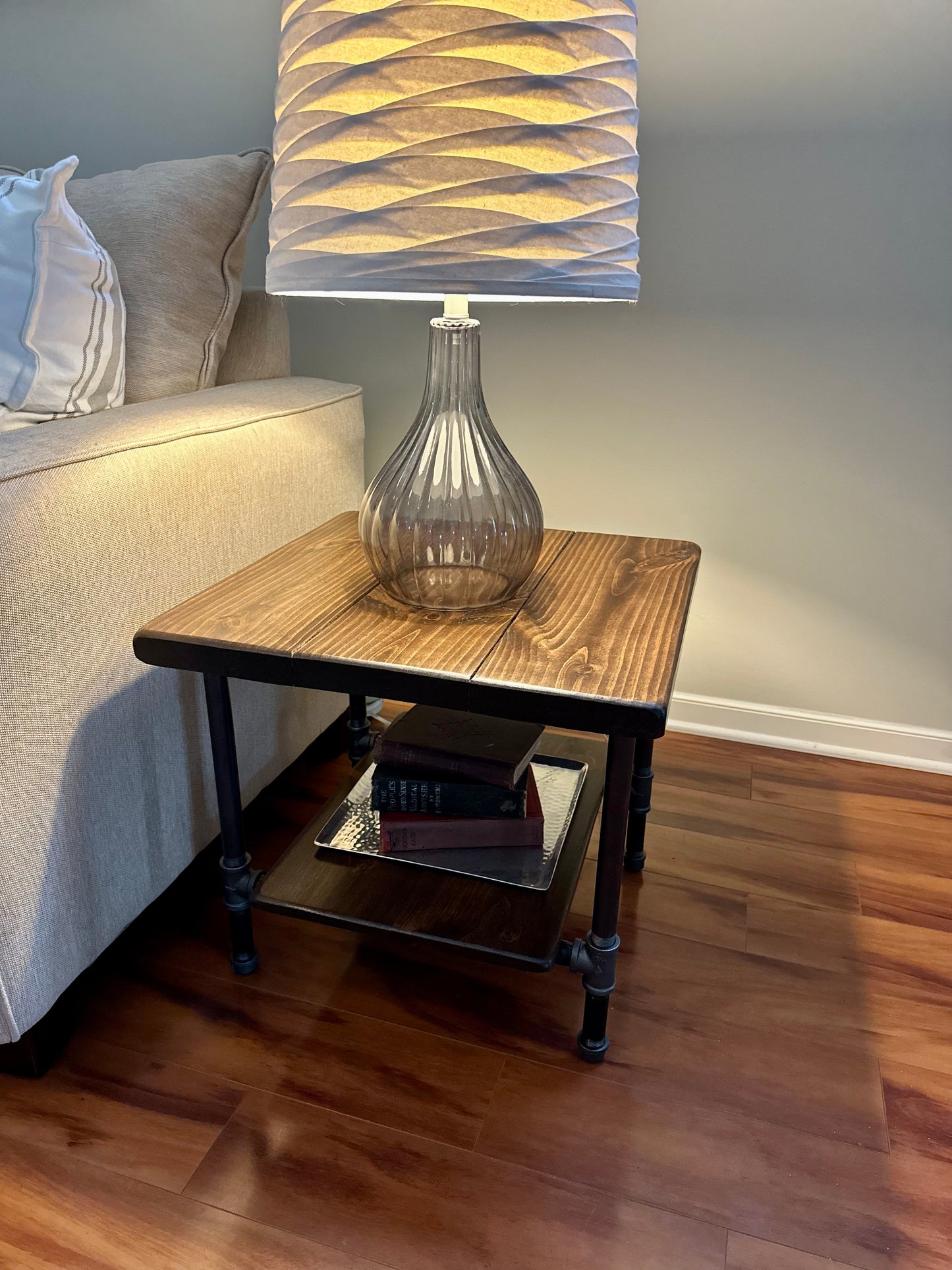 Steel and Pine Wood Side End Coffee Table with Shelf Style 2 --Etsy Pick Award