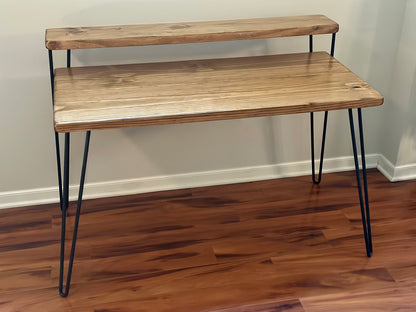 Steel and Solid Wood Hairpin Desk