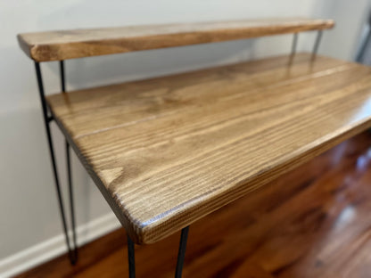Steel and Solid Wood Hairpin Desk