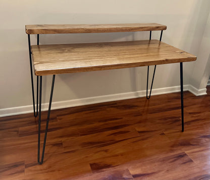 Steel and Solid Wood Hairpin Desk