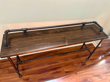 Steel and Pine Wood Long Console / Bar Table - Entry Way Table