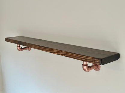 Steel and Pine Floating Shelf - Bronze Finish