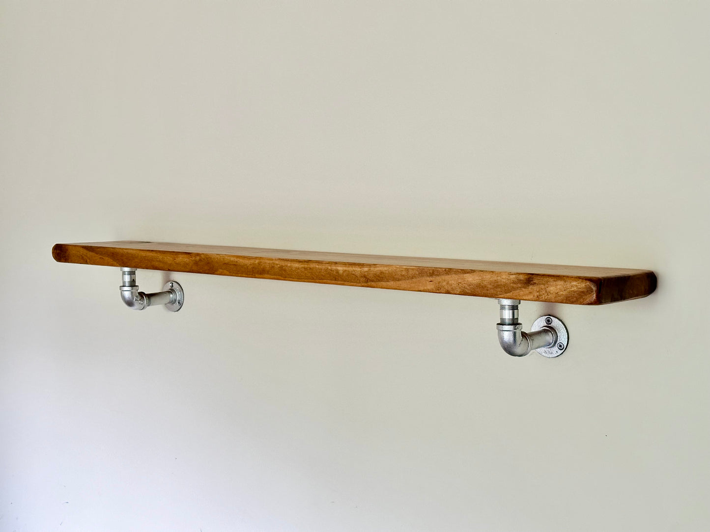 Steel and Pine Floating Shelf - Silver Finish