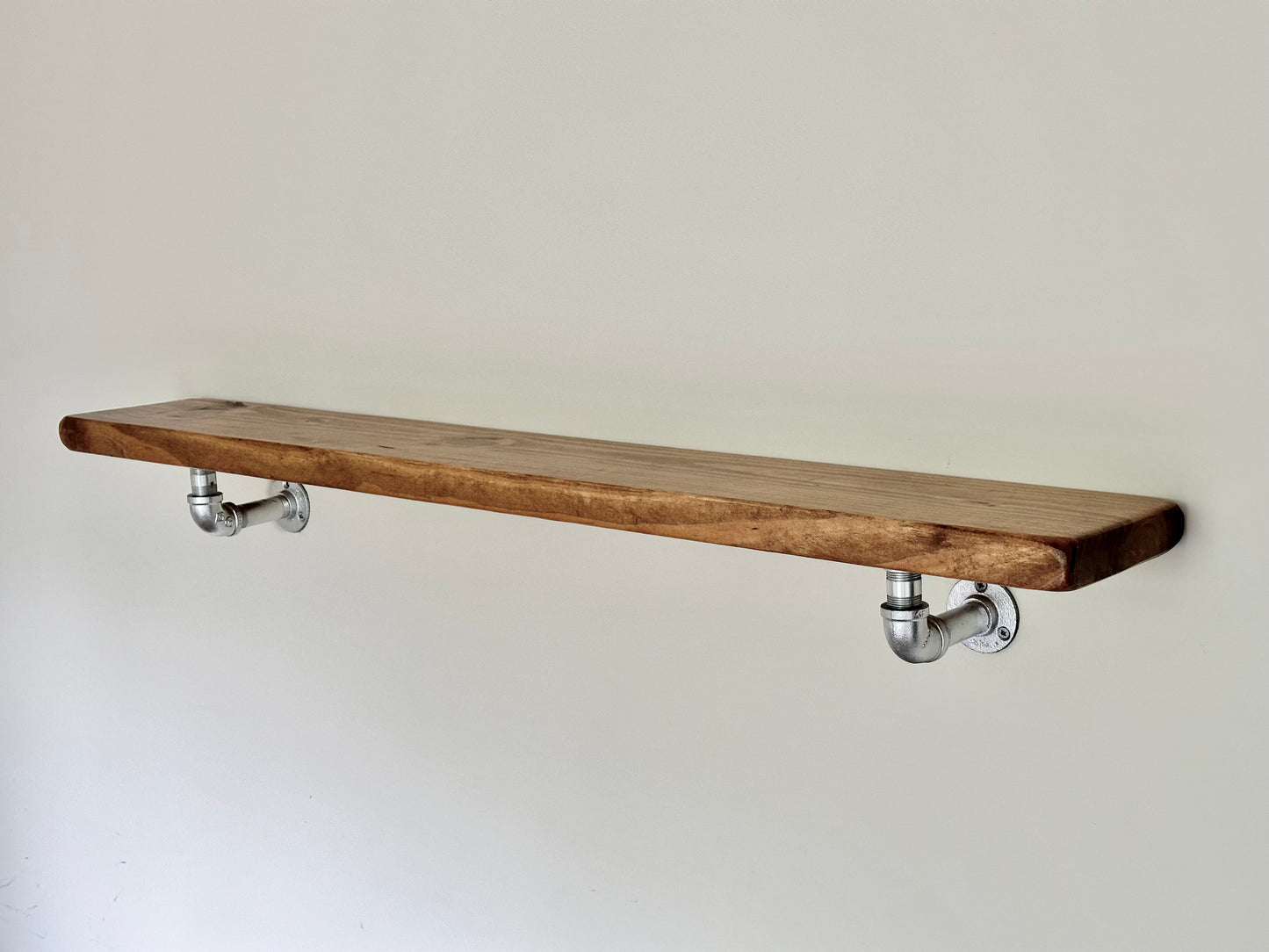 Steel and Pine Floating Shelf - Silver Finish