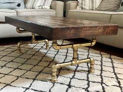 Steel and Wood Weathered Coffee Table