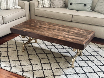 Steel and Wood Weathered Coffee Table
