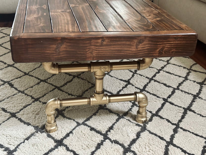 Steel and Wood Weathered Coffee Table