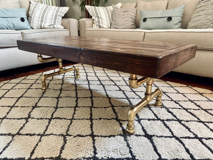 Steel and Wood Weathered Coffee Table