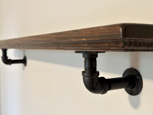 Steel and Pine Floating Shelf - Black Steel