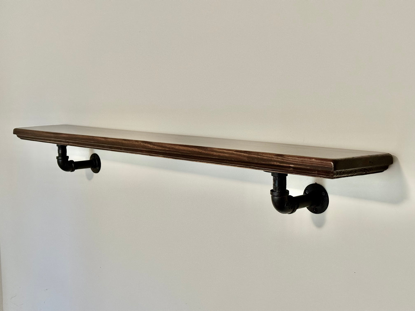 Steel and Pine Floating Shelf - Black Steel