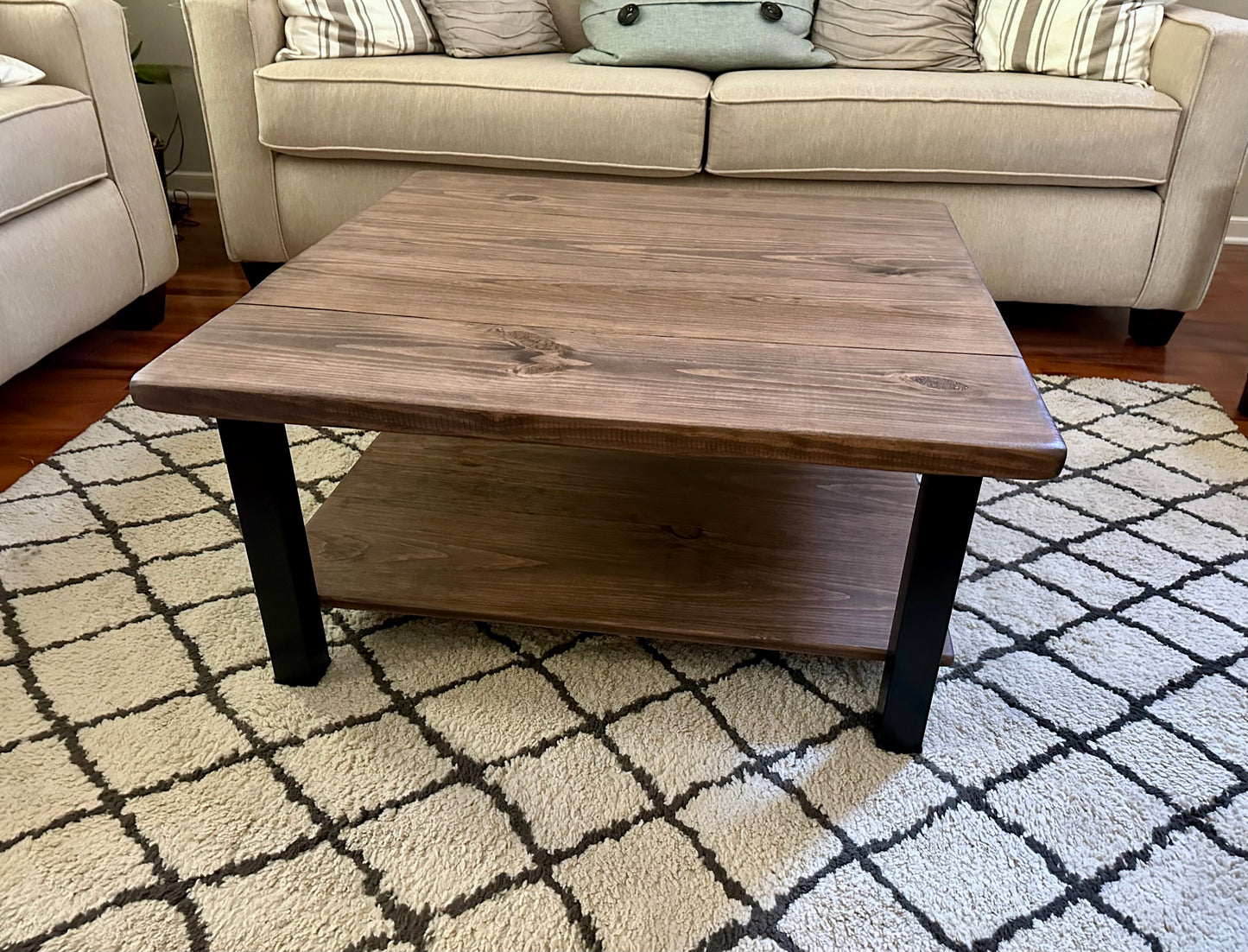 Steel and Wood Coffee Table - Square Steel
