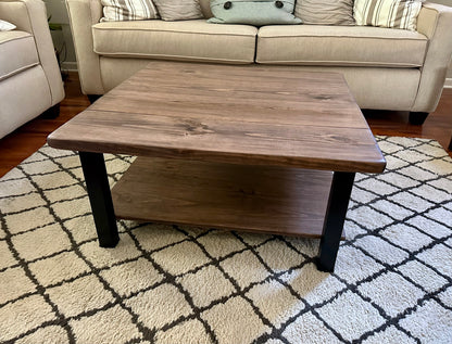 Steel and Wood Coffee Table - Square Steel