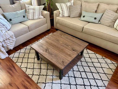 Steel and Wood Coffee Table - Square Steel