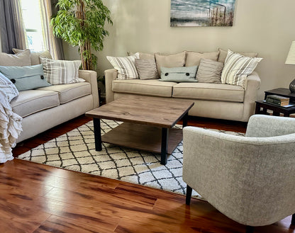 Steel and Wood Coffee Table - Square Steel