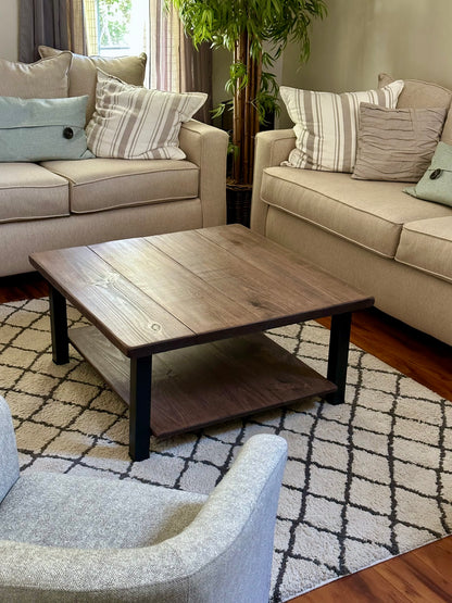 Steel and Wood Coffee Table - Square Steel