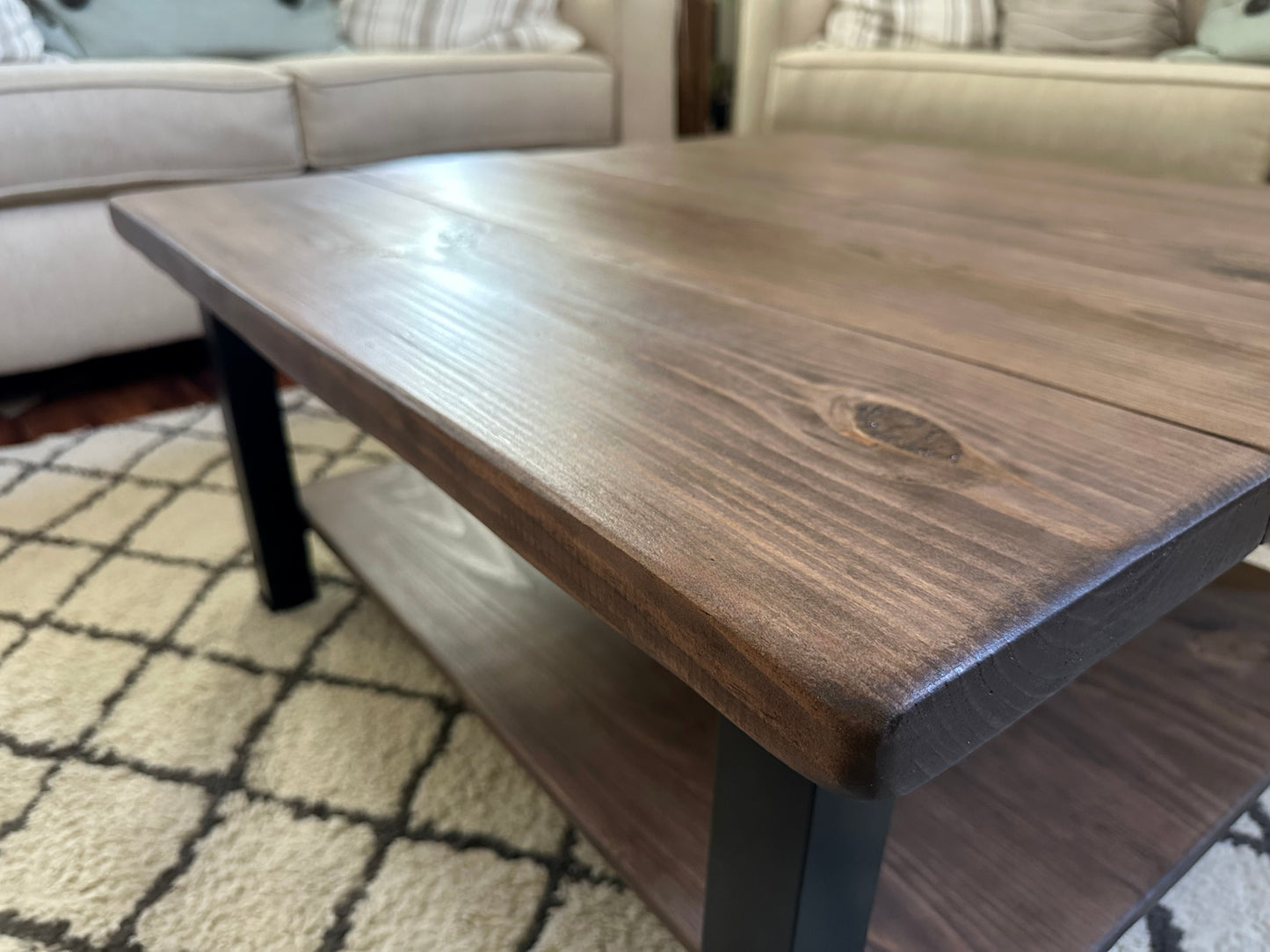 Steel and Wood Coffee Table - Square Steel