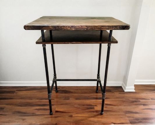 Steel and Wood Standing Desk w/ Shelf