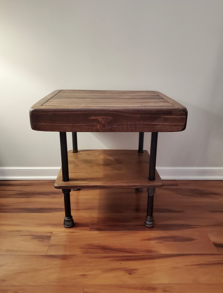Steel and Wood Side Table - Weathered Design - Free Shipping