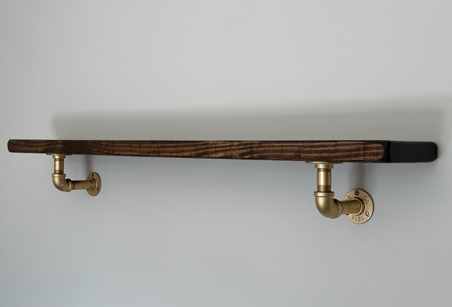 Steel and Pine Floating Shelf - Gold Finish