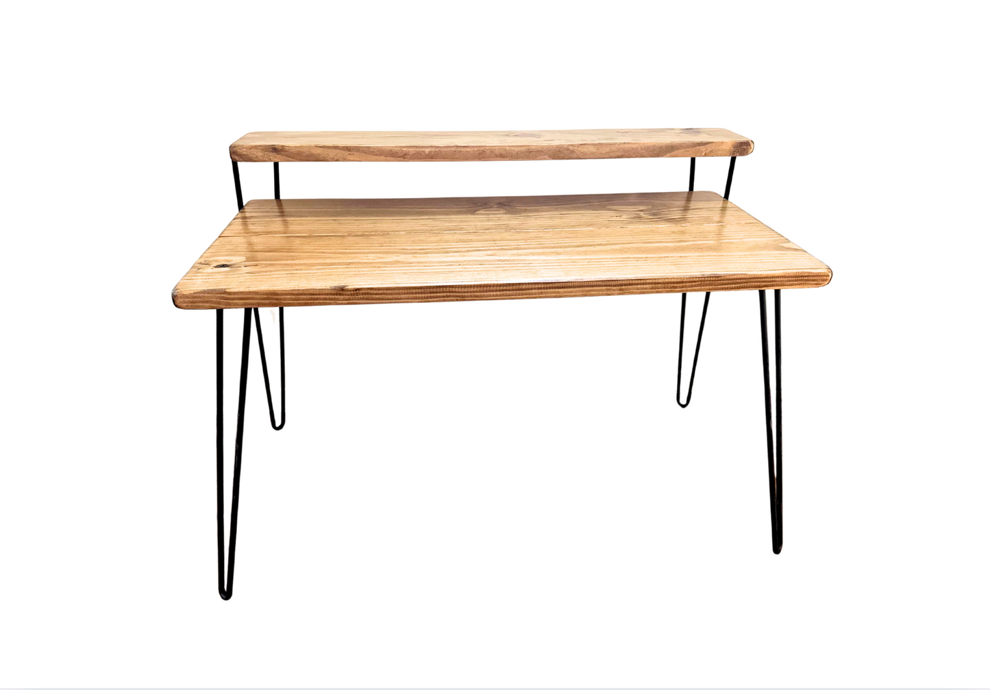 Steel and Solid Wood Hairpin Desk