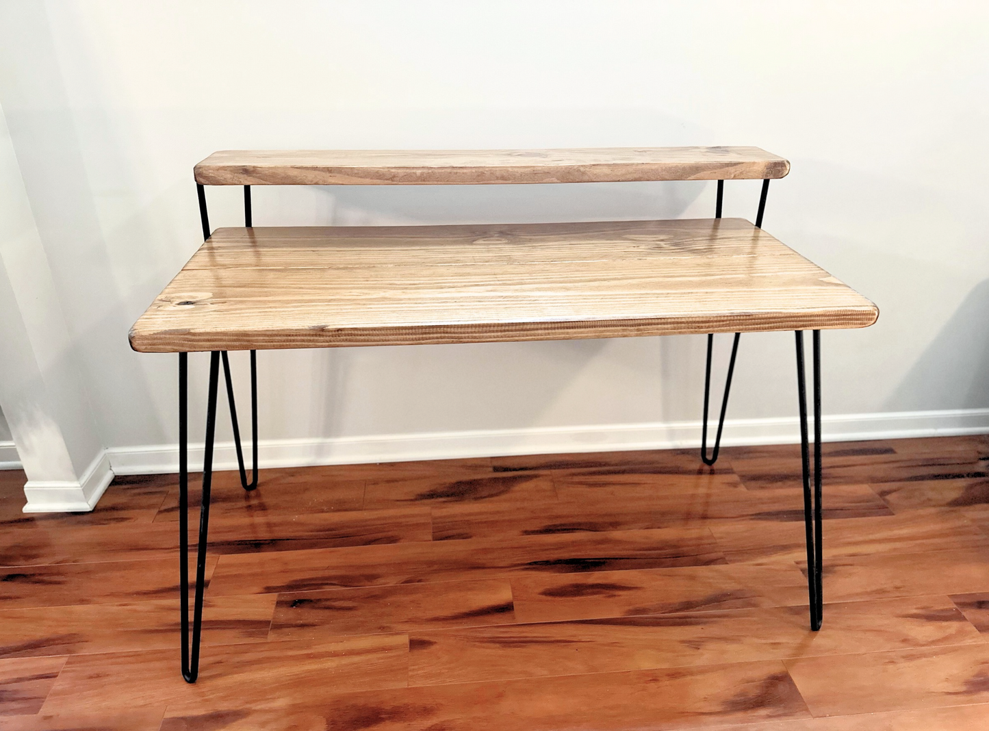 Steel and Solid Wood Hairpin Desk