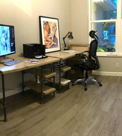 Steel and Wood Desk - With 2 Shelves