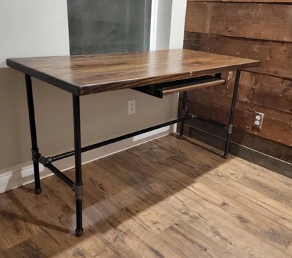 Steel and Wood Desk with Keyboard Tray