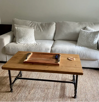 Steel and Pine Wood Coffee Table