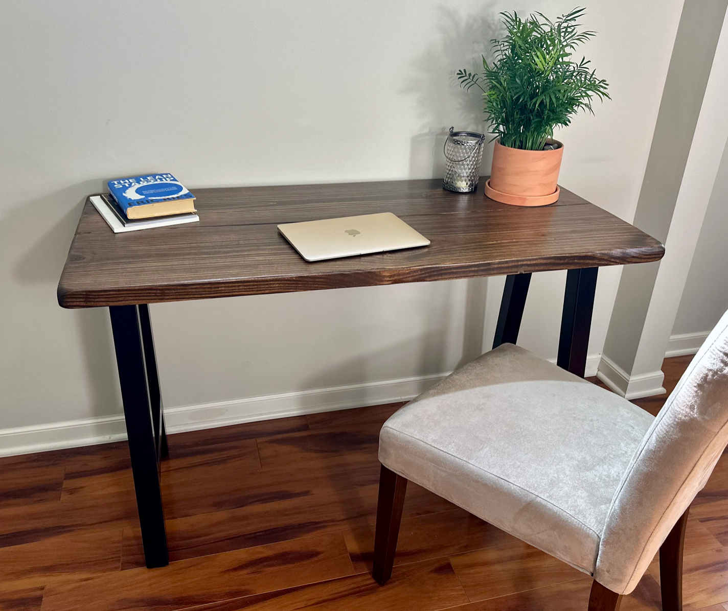 Steel and Wood Desk - Square Leg Style - Farmhouse Table - Home Office - Industrial Style