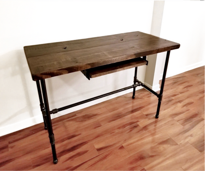Steel and Wood Desk with Keyboard Tray