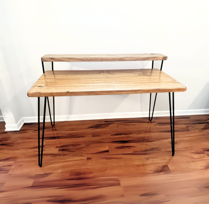 Steel and Solid Wood Hairpin Desk