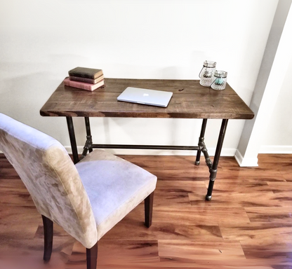 Steel and Wood Desk - Large Gas Iron Pipe