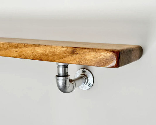 Steel and Pine Floating Shelf - Silver Finish