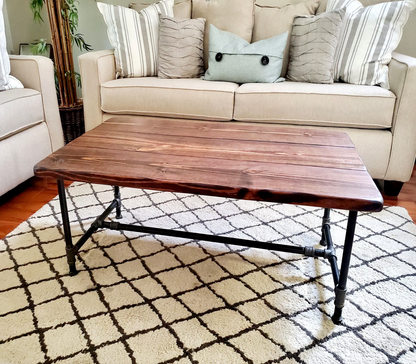 Steel and Pine Wood Coffee Table