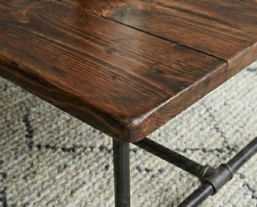 Steel and Pine Wood Coffee Table