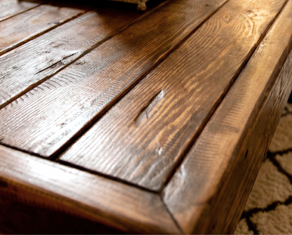 Steel and Wood Weathered Coffee Table w/ Cross Shelf