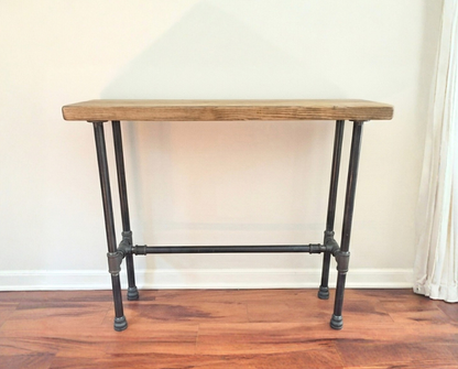 Steel and Pine Wood Console Table