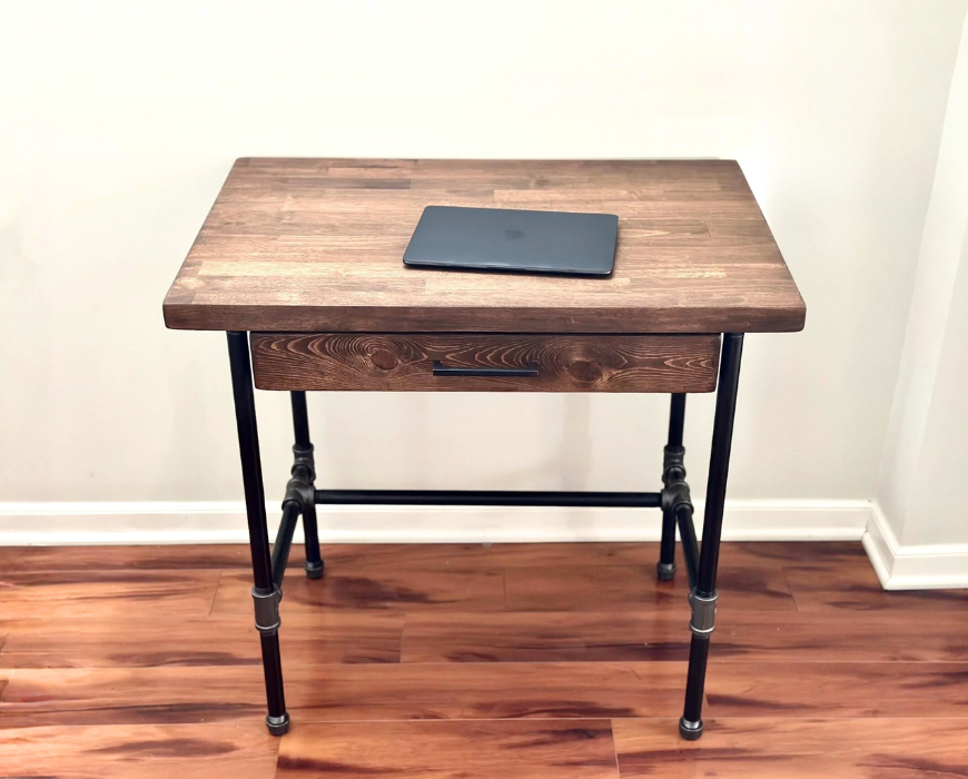 Steel and Solid Wood Desk With Pencil Drawer